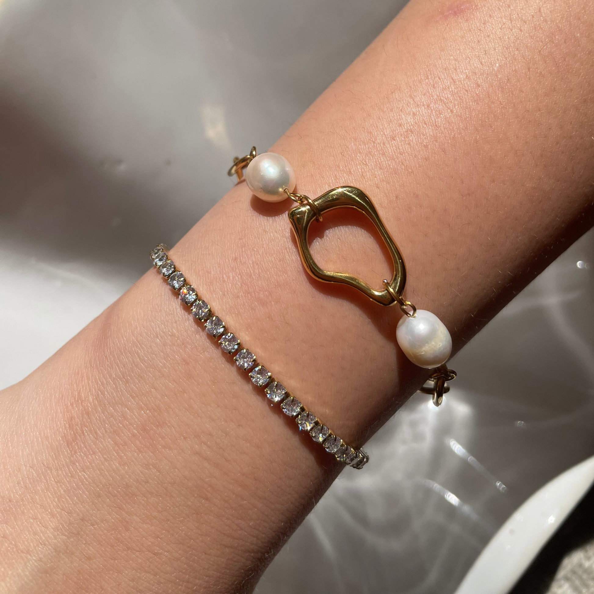 Layana · Freshwater pearl bracelet · 18k gold-plated