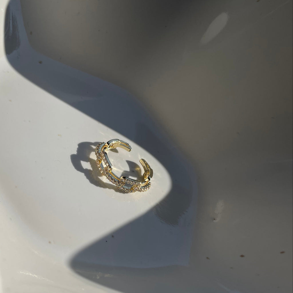 Malia · Chain Ring mit Zirkonia · Edelstahl